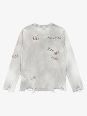 Rhinestone Graphic Dyed Long Sleeve Tee