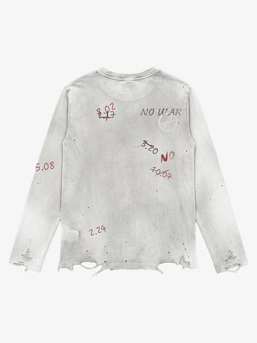 Rhinestone Graphic Dyed Long Sleeve Tee