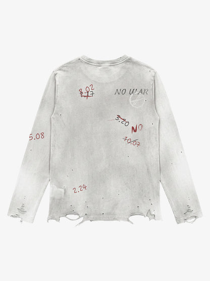 Rhinestone Graphic Dyed Long Sleeve Tee