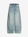 Vintage Washed Side Panel Wide Leg Denim Jeans