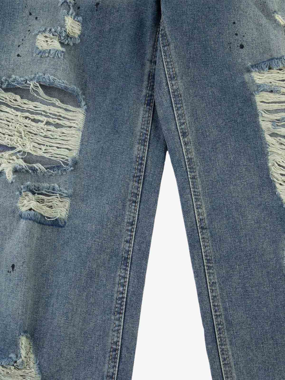 Double-Waist Distressed Wide-Leg Jeans 