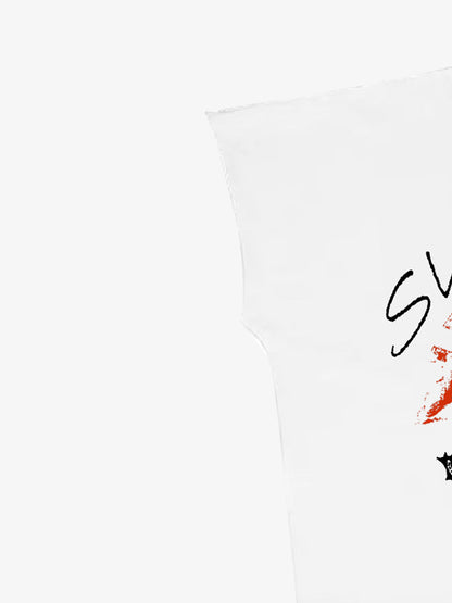 Oversized Crop Top with Bold Graphic Print and Edgy Skeleton Design 