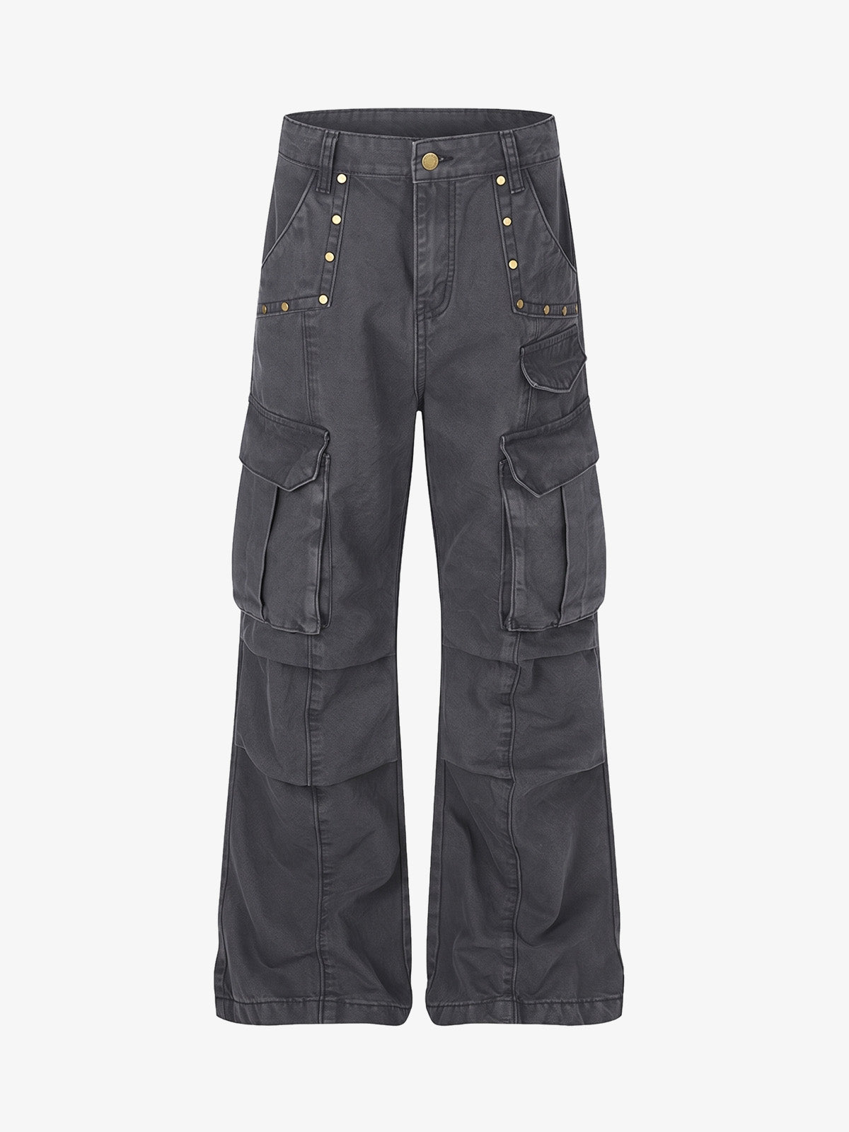 Studded Multi-Pocket Straight-Leg Work Pants