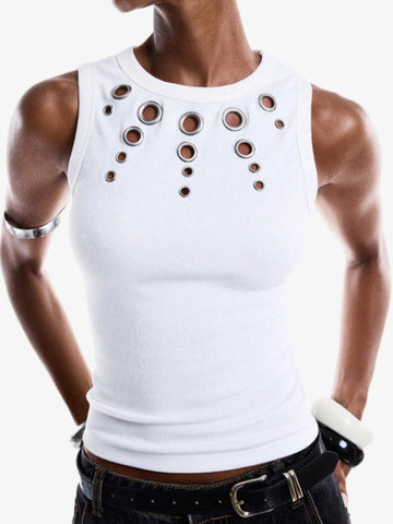 Eyelet Ribbed Racerback Tank Top