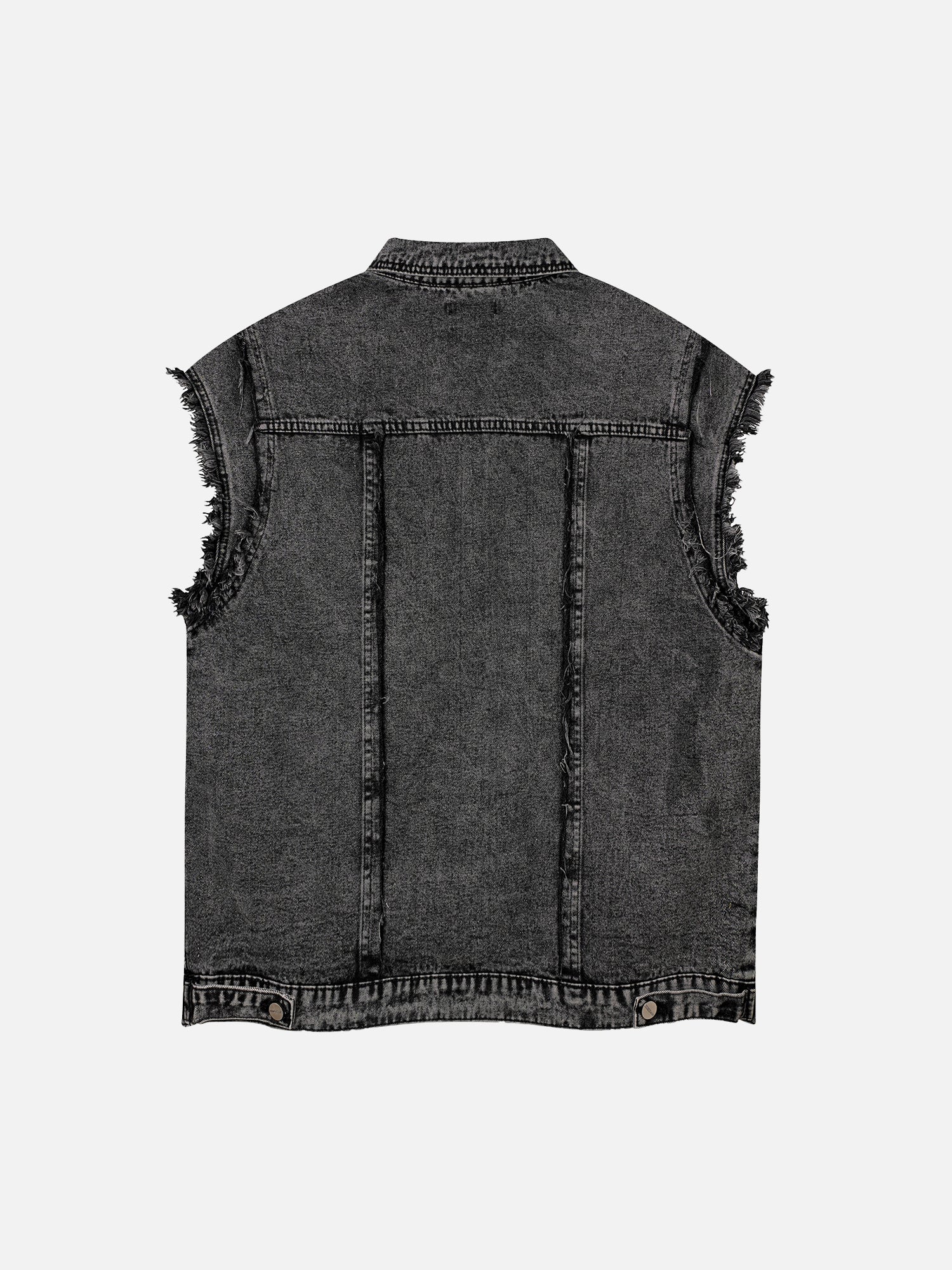 Thesupermade High Street Trendy Washed Raw Edge Denim Vest