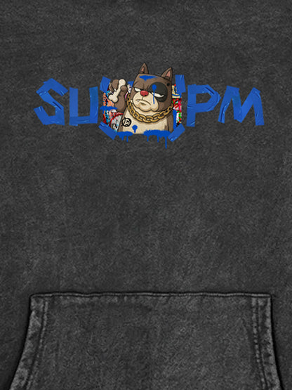 Supermade Street Inlaid Gold Chain Trendy Dog Hooded Sweatshirt 