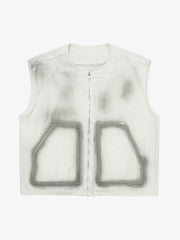Stylish Gray Vest with Reflective Details 