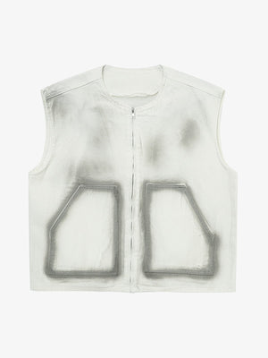 Stylish Gray Vest with Reflective Details 