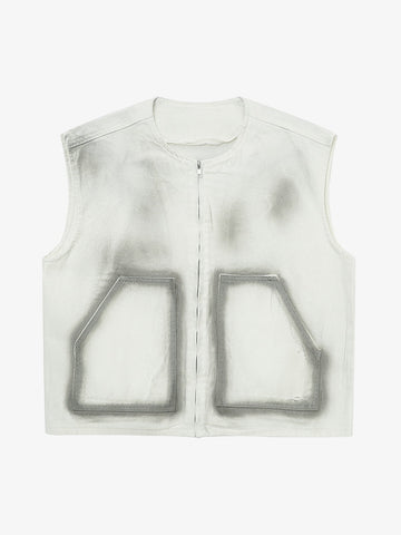 Stylish Gray Vest with Reflective Details 