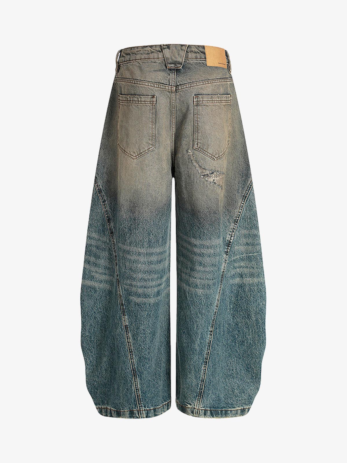 Vintage Mud-Dyed Distressed Barrel Jeans - 2537 