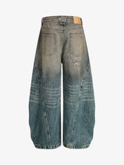Vintage Mud-Dyed Distressed Barrel Jeans - 2537 