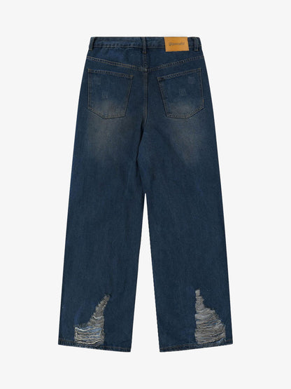 Thesupermade Street Heavy Washed Ripped Jeans 