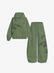 Cotton-Blend Terry Towel Embroidered Hoodie & Wide-Leg Sweatpants Set