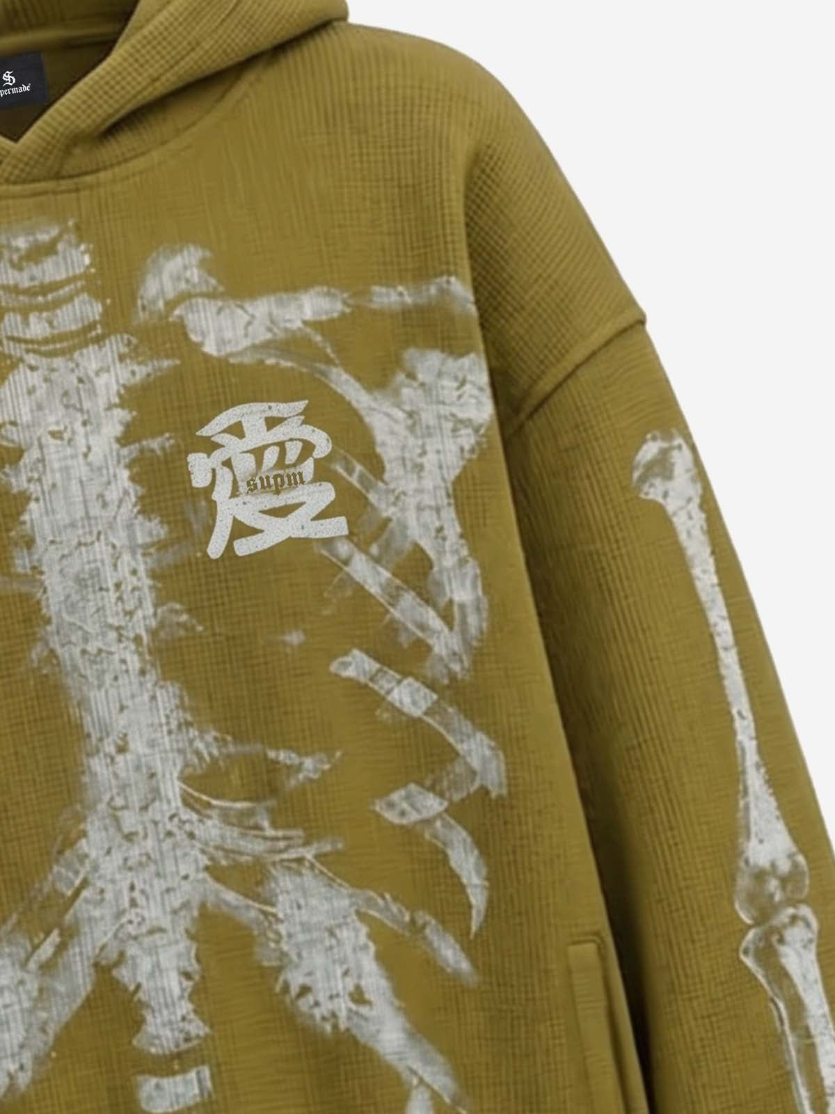 Skeleton Bone Graphic Distressed Hoodie