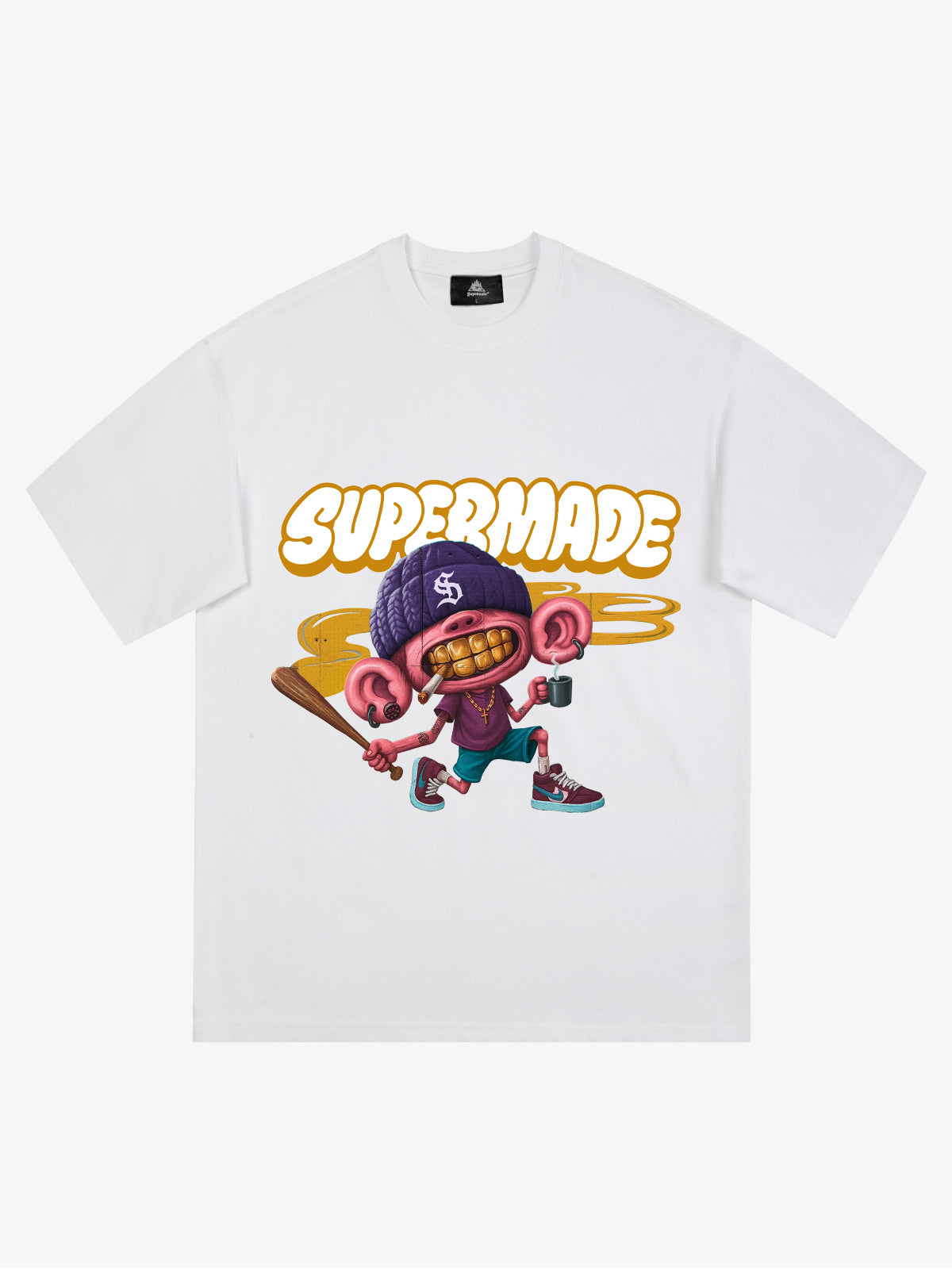 Thesupermade Cartoon Graffiti Baseball Cool Boy T-shirt 