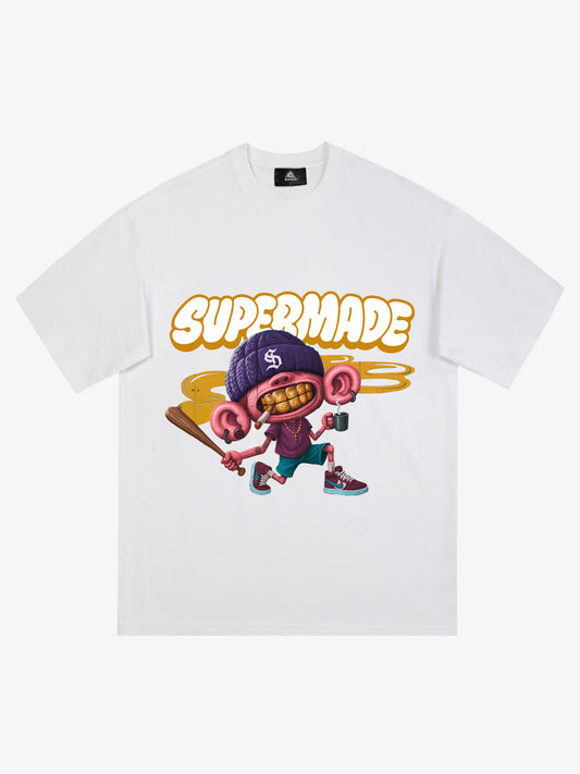Thesupermade Cartoon Graffiti Baseball Cool Boy T-shirt 