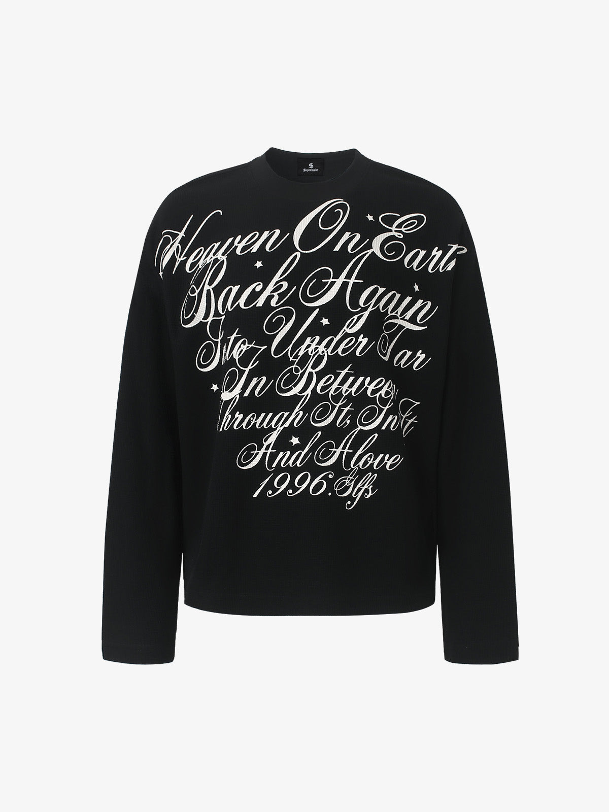 Street Letter Print Waffle Long-Sleeve Tee