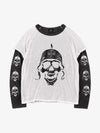 Skull Graphic Washed Layered Long Sleeve Tee