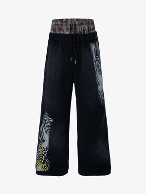 Double Waistband Animal Graphic Pants 