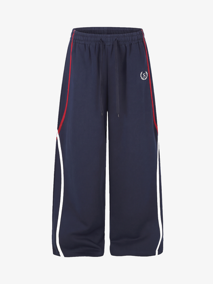 Color Block Striped Embroidered Sweatpants