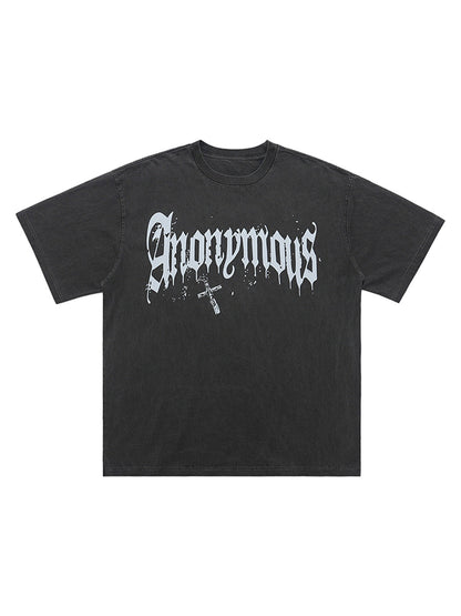 Thesupermade American Street Heavy Washed Distressed Gothic Cross T-shirt 