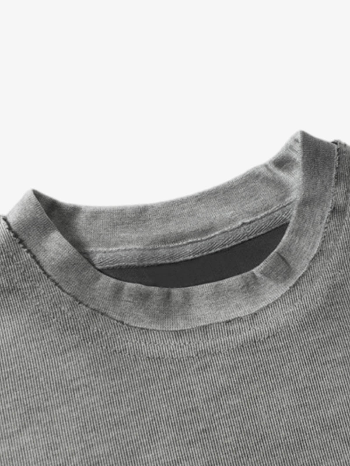 Vintage Distressed Washed Gradient Short-sleeved T-shirt 