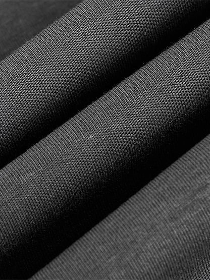 Performance Stretch Knit Long Sleeve T-Shirt with Mock Neck and Contrast Sleeves 