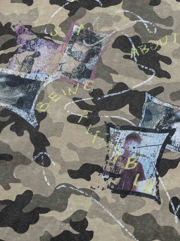 Camo Photo Collage Graphic T Shirt 