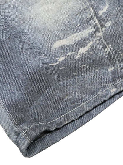 Thesupermade American Street 3D Print Retro Washed Denim Shorts 