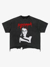 Cropped Boxy T-Shirt with Horror Face Graphic