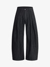 Vintage Pinstripe Pleated Wide-Leg Barrel Pants 