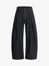 Vintage Pinstripe Pleated Wide-Leg Barrel Pants 