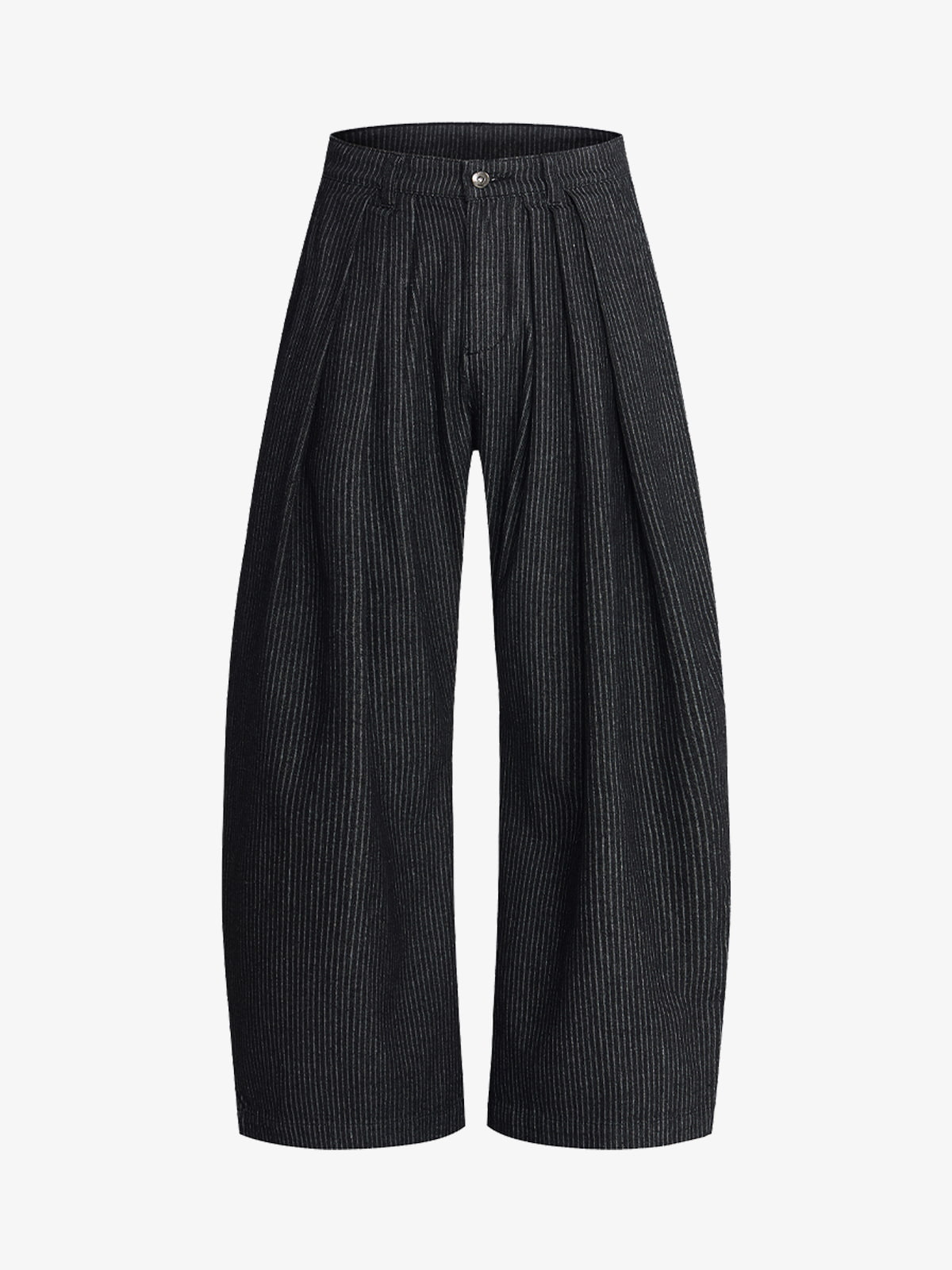 Vintage Pinstripe Pleated Wide-Leg Barrel Pants 