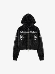 Jacquard Mohair Zip-Up Cardigan