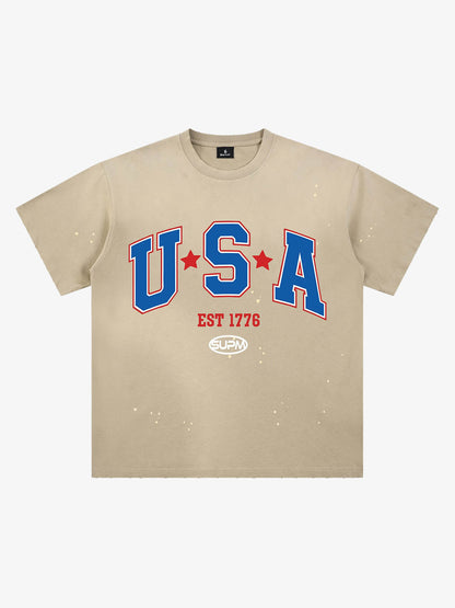 USA Graphic Splatter Washed T-Shirt 