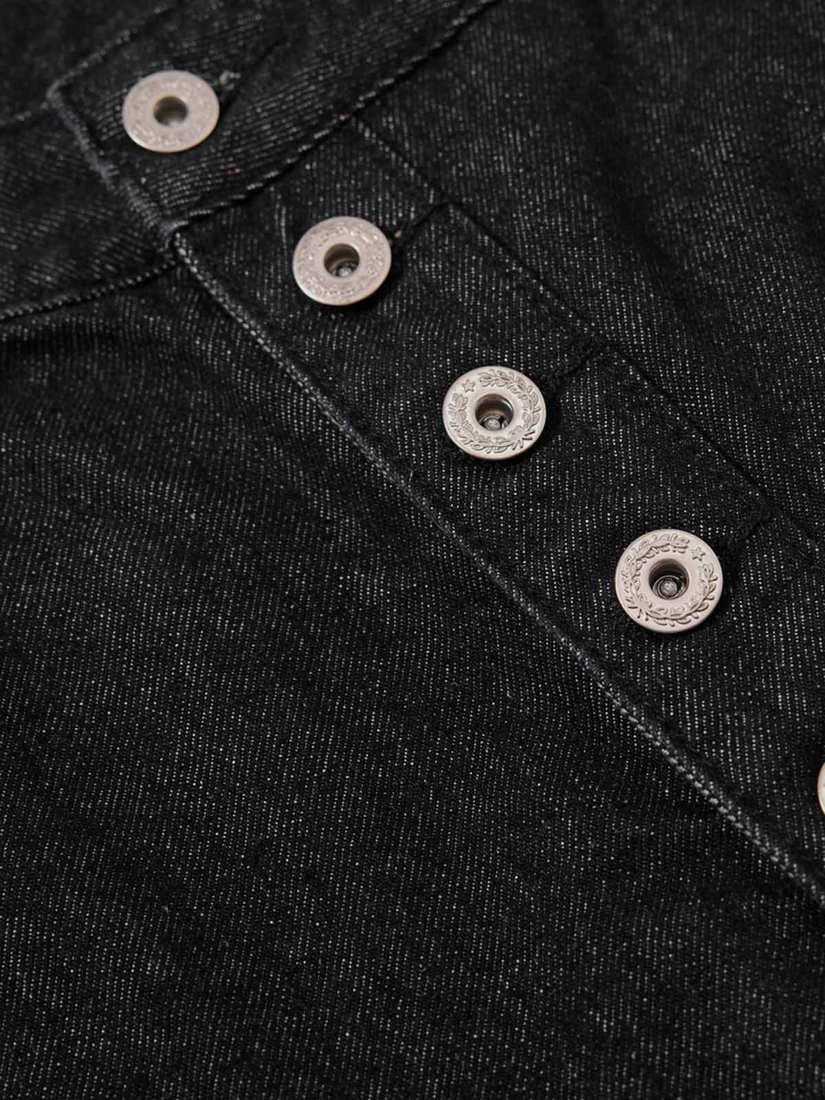 Asymmetric Multi-Button Fly Wide-Leg Denim Jorts