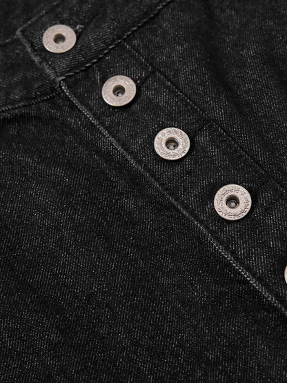 Asymmetric Multi-Button Fly Wide-Leg Denim Jorts