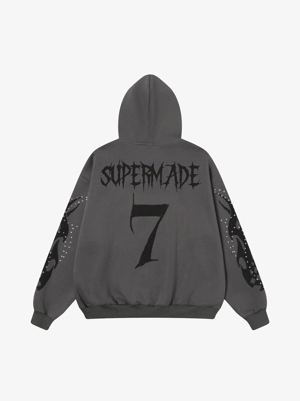 Stylish Purple Hoodie with Unique Flame Design and Rhinestone Accents 