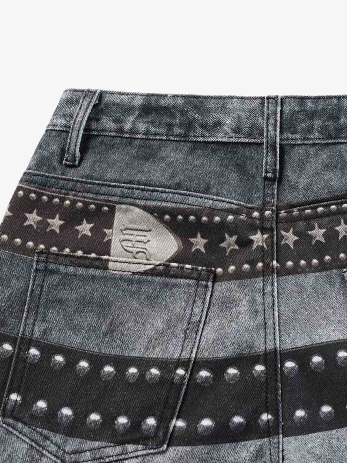 Butterfly Illusion Graphic Print Baggy Jeans 