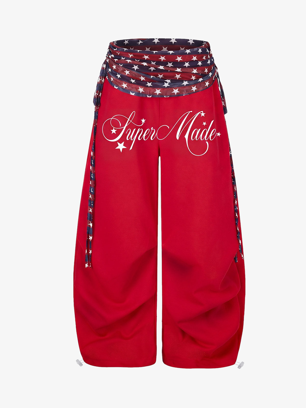Star Stripe Lace-Up Curved-Leg Trousers