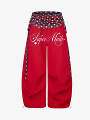Star Stripe Lace-Up Curved-Leg Trousers