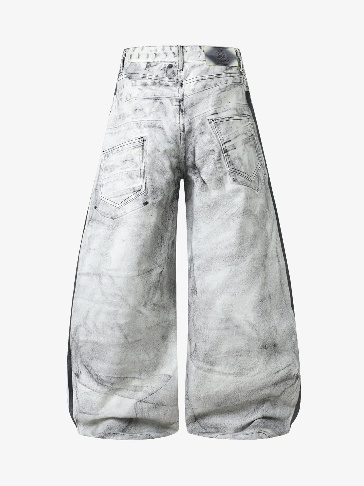 Thesupermade Distressed Destroyed Striped 3D Print Jeans