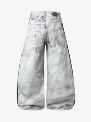 Thesupermade Distressed Destroyed Striped 3D Print Jeans
