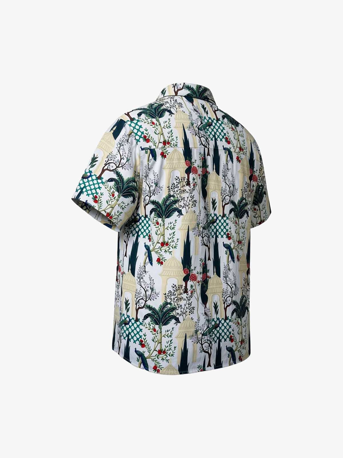 French Peacock Manor Camp Collar Boxy Shirt 
