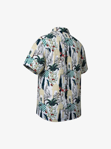 French Peacock Manor Camp Collar Boxy Shirt 