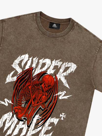 Street Angel and Devil Hatching Pattern T-shirt 