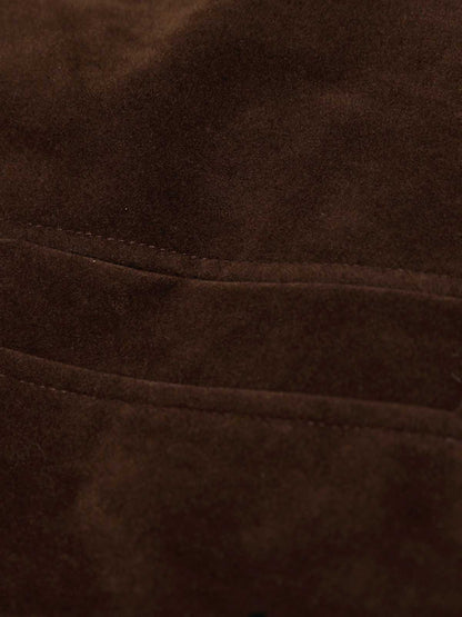 Retro Lambswool Stand Collar Asymmetrical Suede Padded Jacket 