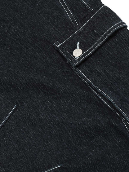 Deconstructed Multi-Pocket Cargo Straight Jeans 