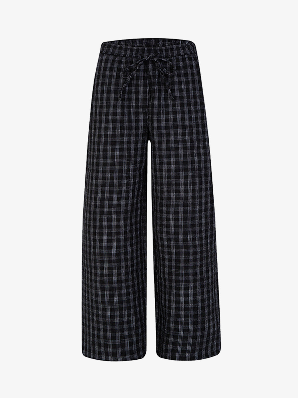Pleated Plaid Drawstring Pants