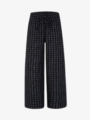 Pleated Plaid Drawstring Pants